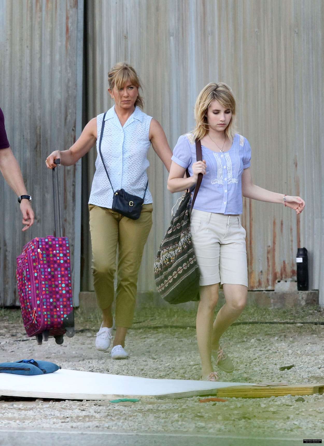 Jennifer Aniston and Emma Roberts - On the set of "We're the Millers" in Wilmington